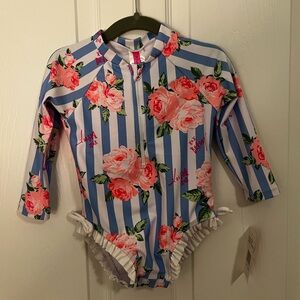 One-piece rash-guard swimsuit 24m NWT